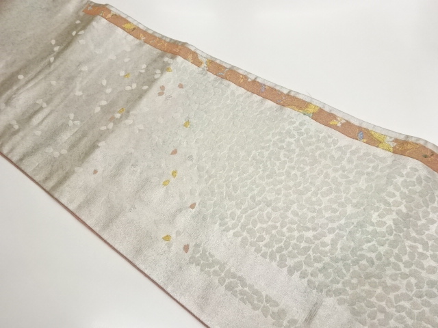 JAPANESE KIMONO / FUKURO OBI / WOVEN PETAL & BUTTERFLY